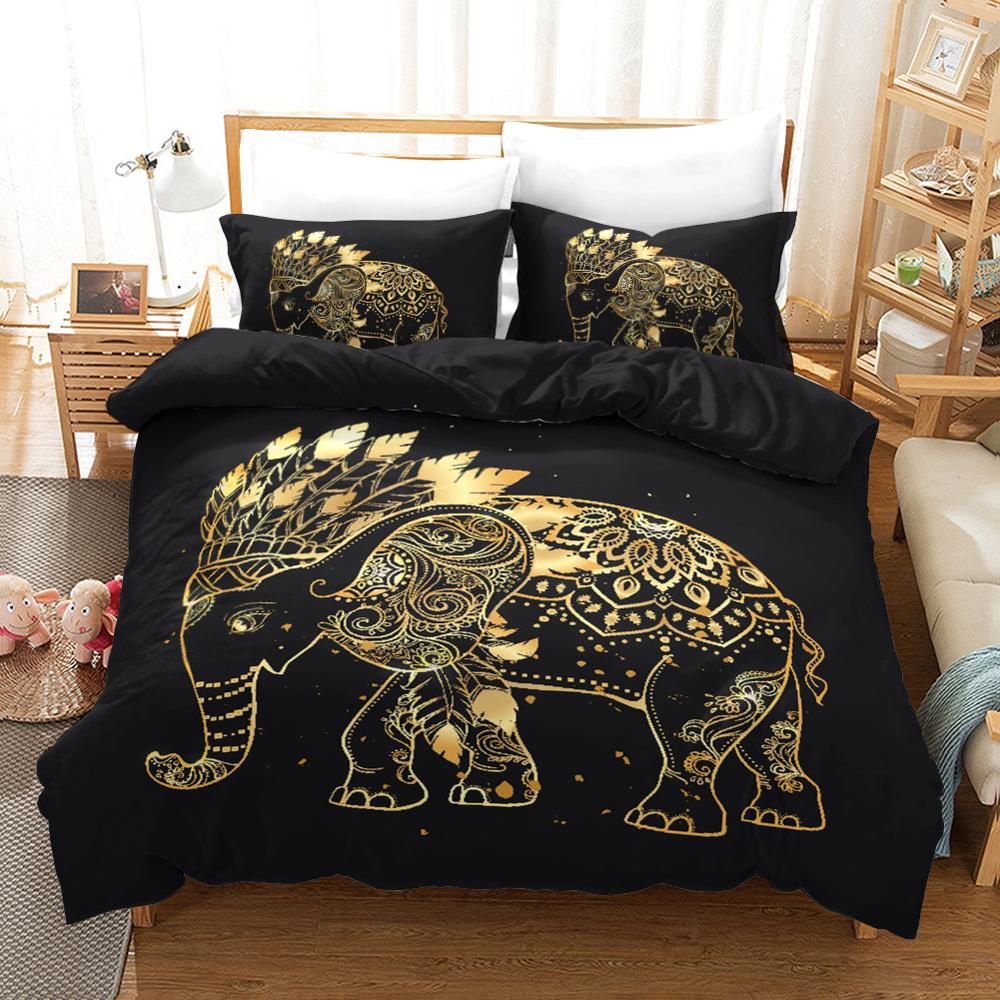 3D Elephant Bedding Set Custom Usa Queen/King/Europe,3Pcs Duvet Cover Set,/Blanket Cover Set,Boho Bed Set