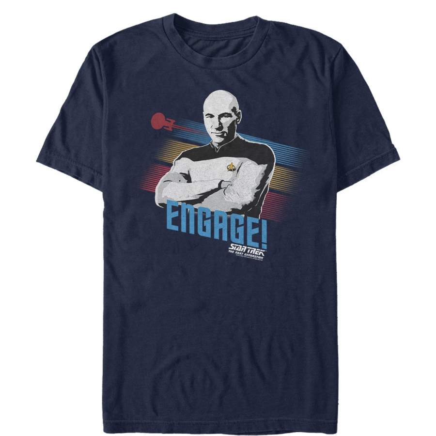 Star Trek Men’s Next Generation Picard Engage  T Shirt