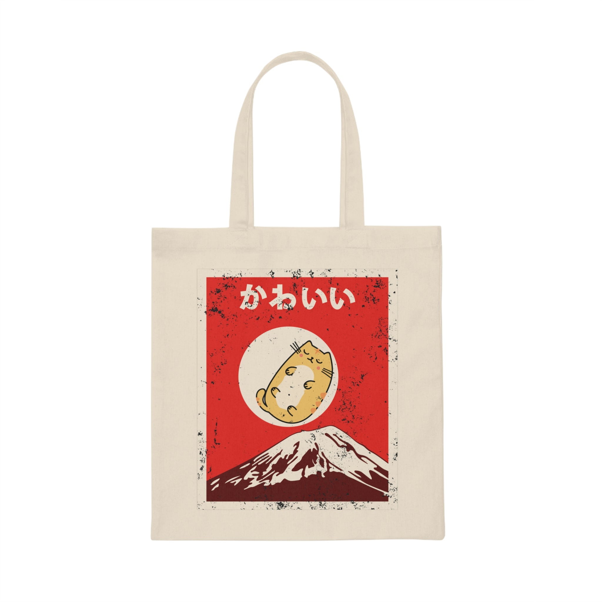 Vintage Japanese Cat Awesome Cute Black Cat Manga Canvas Tote Bag