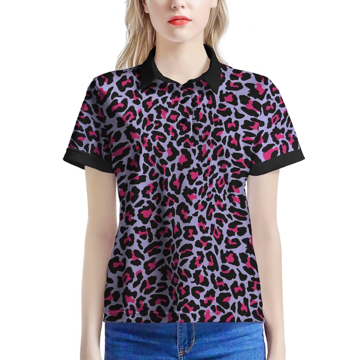 Neon Leopard Women’S Polo Shirt