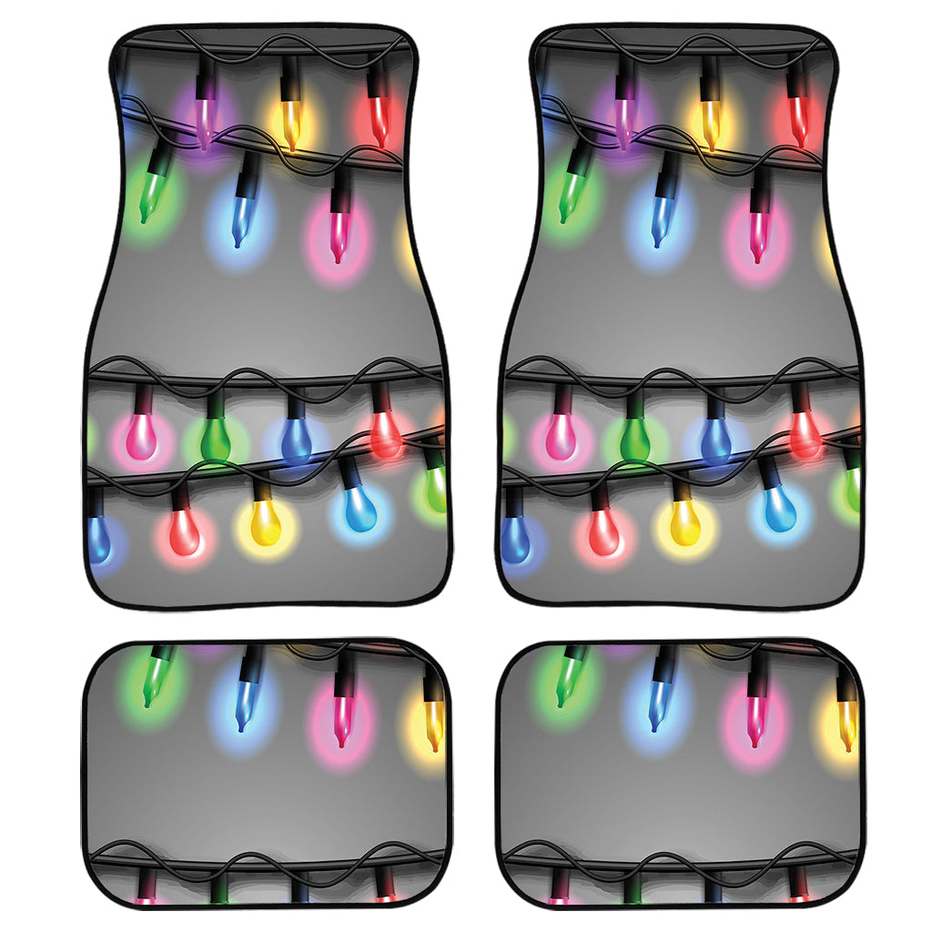 Christmas Holiday Lights Print Front And Back Car Floor Mats, Front Car Mat