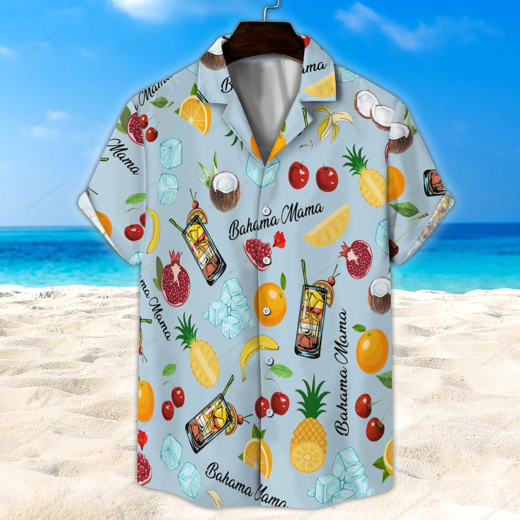 Bahama Mama Cocktail Light Blue Unisex Hawaiian Shirt Beach Hawaiian Ha101488