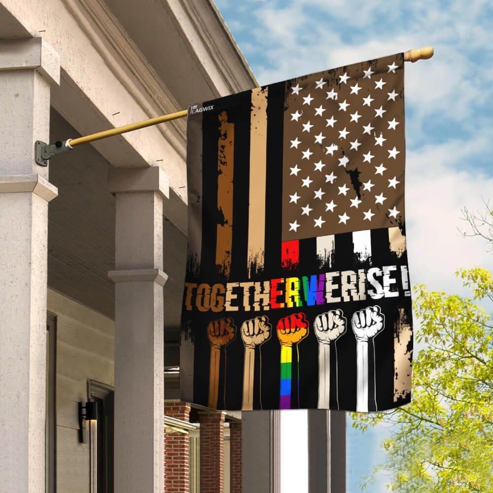 Juneteenth Together We Rise Black Lives Matter Flag Decor Decorative Seasonal Outdoor Weather Resistant Double Sided Print Gift For Friend Family