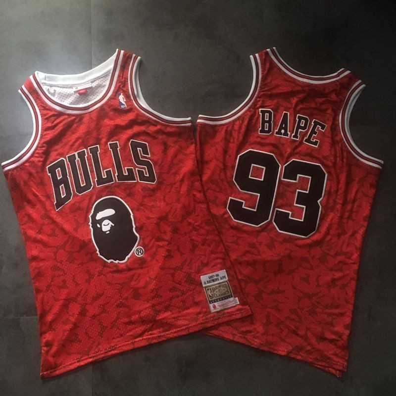 Chicago Bulls X Bathing Ape #93 NBA Classic Red Jersey