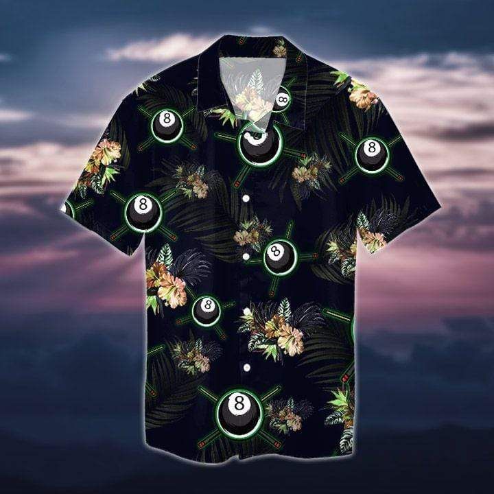 Get Here Black Billiard Ttropical Unisex Hawaii Aloha Shirts Ha104969