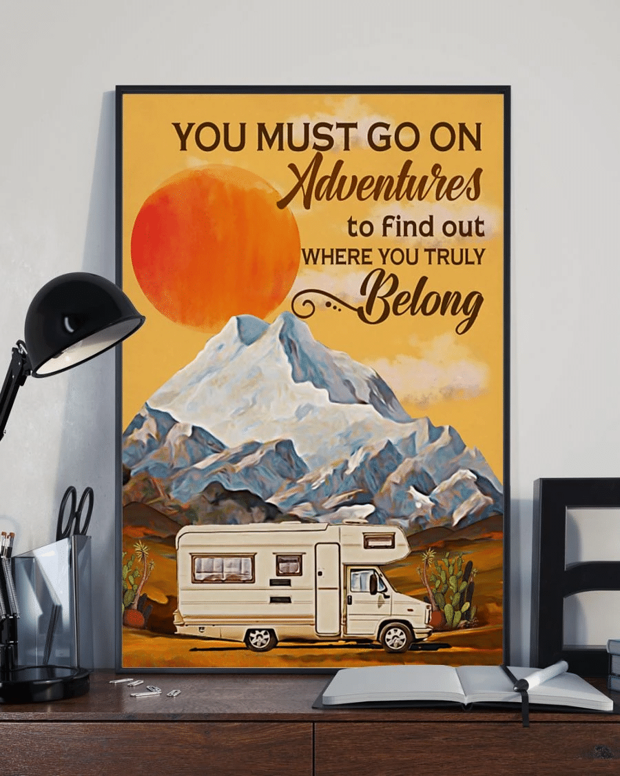 Camping Travel Rv Car Poster Canvas – You Must Go On Adventures Vintage Home Decor Wall Art Evg81289