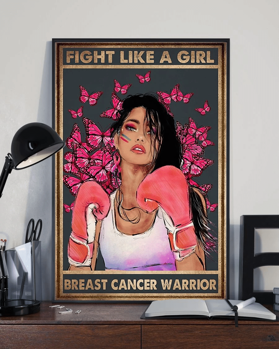 Breast Cancer Warrior Butterfly Poster Canvas – Fight Like A Girl Vintage Home Decor Wall Art Evg81503