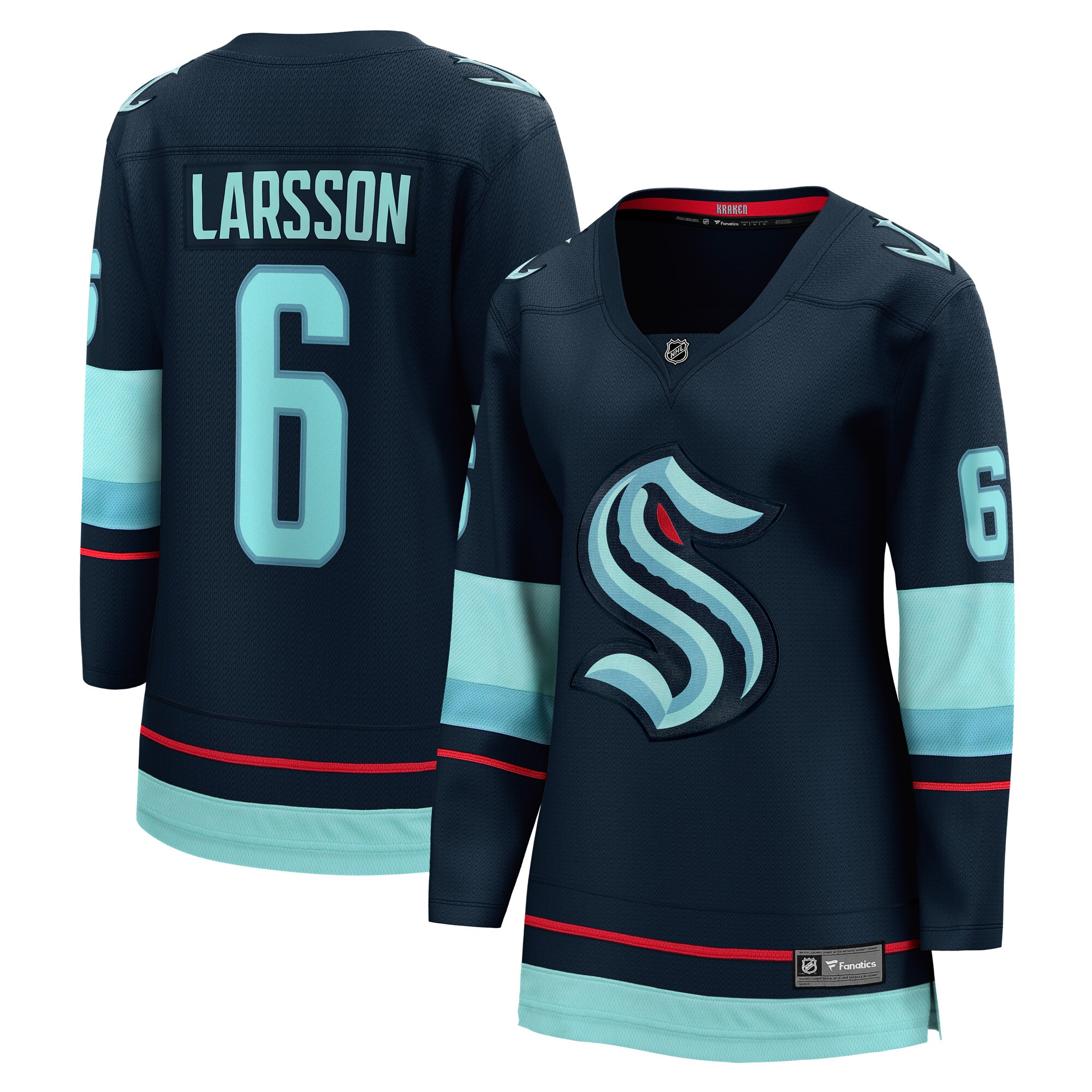 Women's Seattle Kraken Adam Larsson Deep Sea Blue Home Breakaway Player Jersey