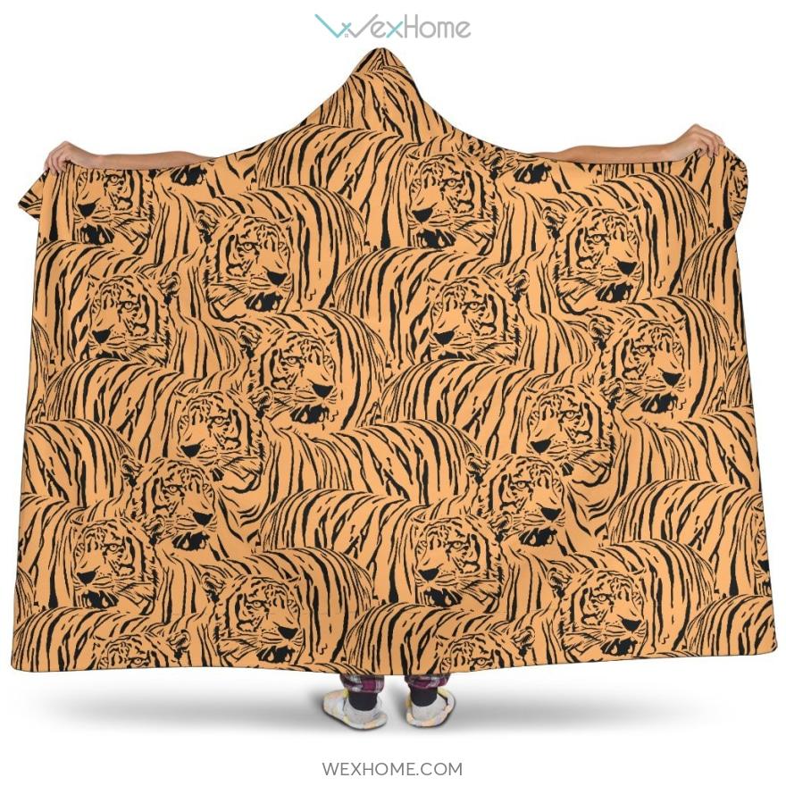 Bengal Tigers Pattern Hooded Blanket