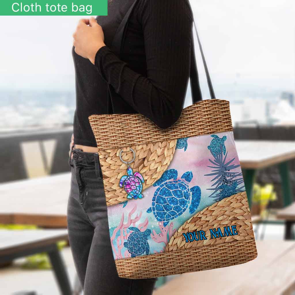 A Girl Who Loves Turtles – Personalized Turtle Tote Bag With 3D Pattern Print