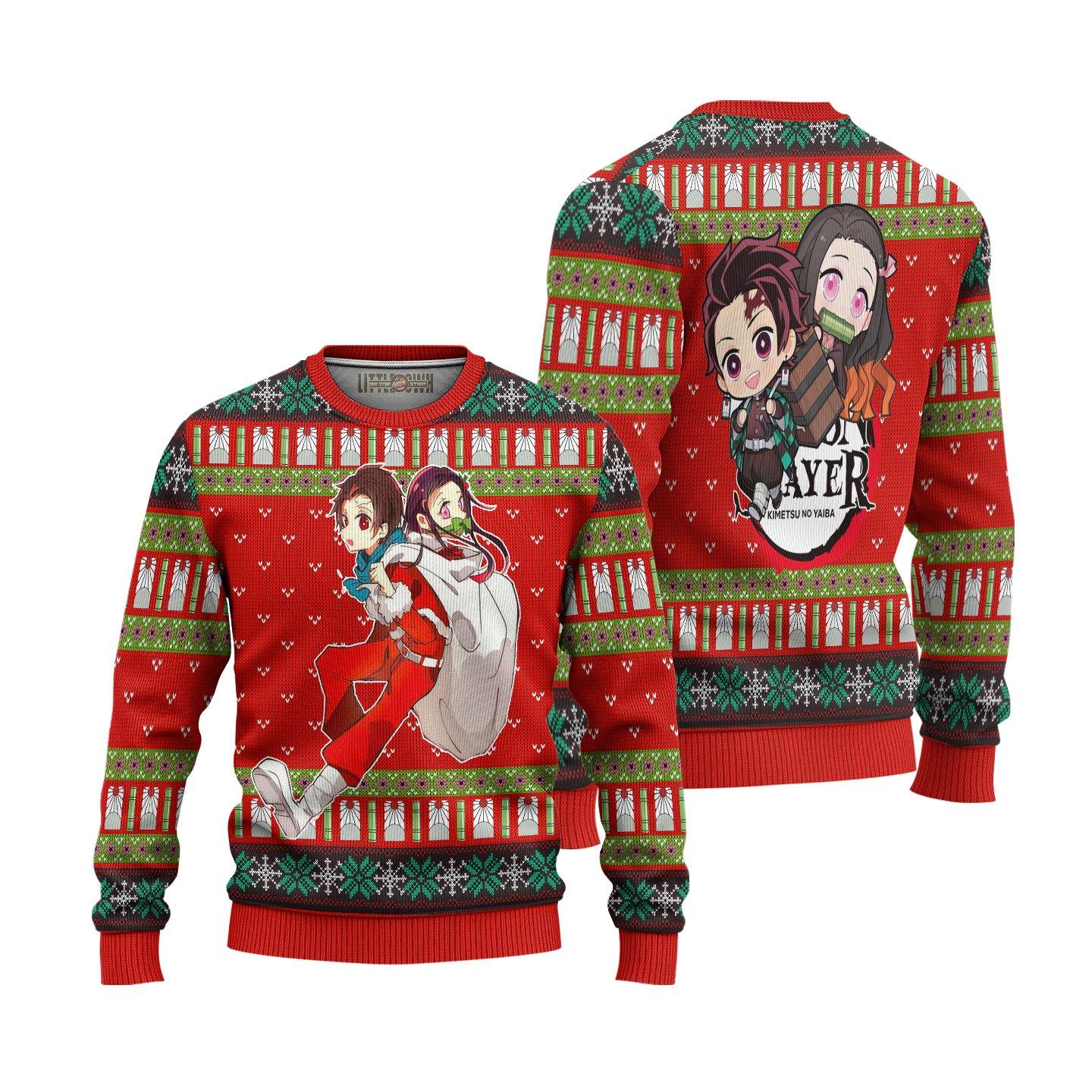 Tanjiro X Nezuko Demon Slayer Anime Ugly Christmas Sweater Xmas Gift