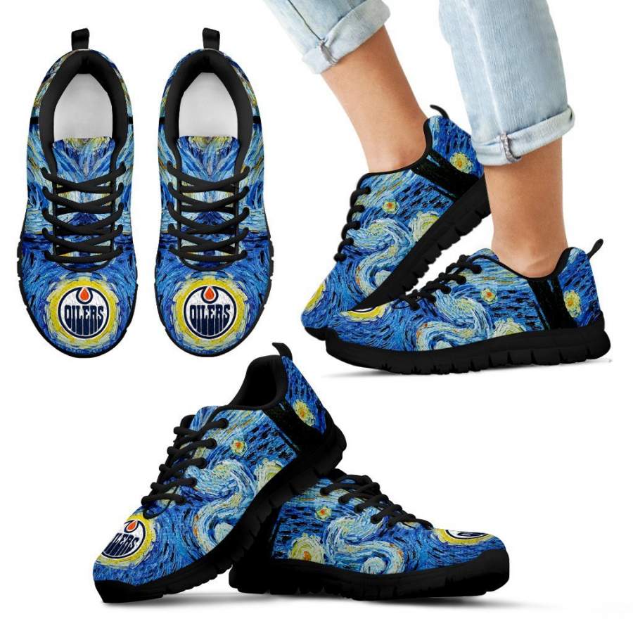 Sky Style Art Nigh Exciting Edmonton Oilers Sneakers