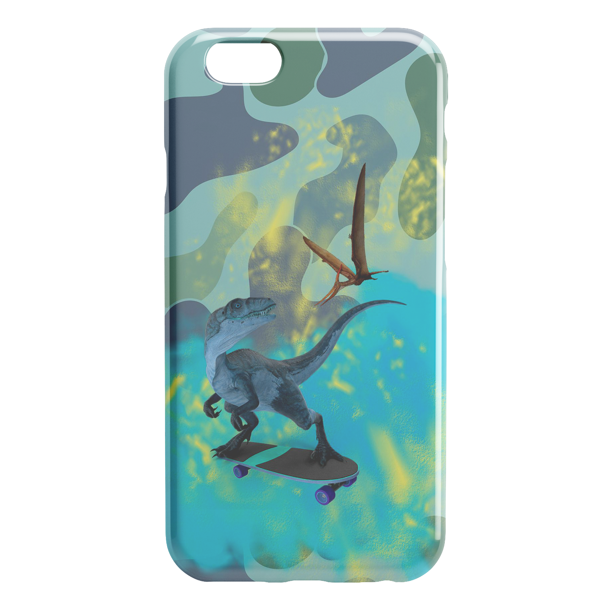 T-Rex On Skateboard Dinosaur Camo iPhone Case