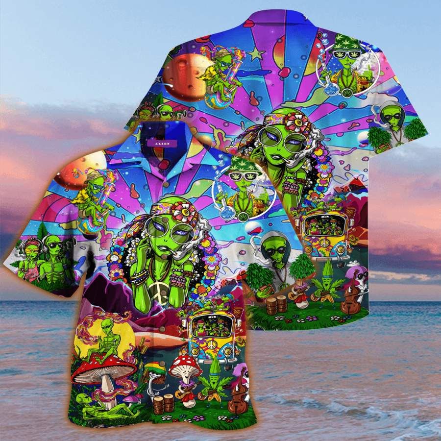 Alien Hippie Hawaii Aloha Shirts Ha13798