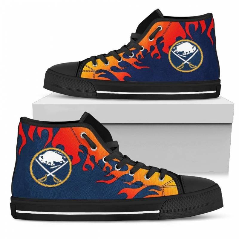 Fire Burning Fierce Strong Logo Buffalo Sabres High Top Shoes #644