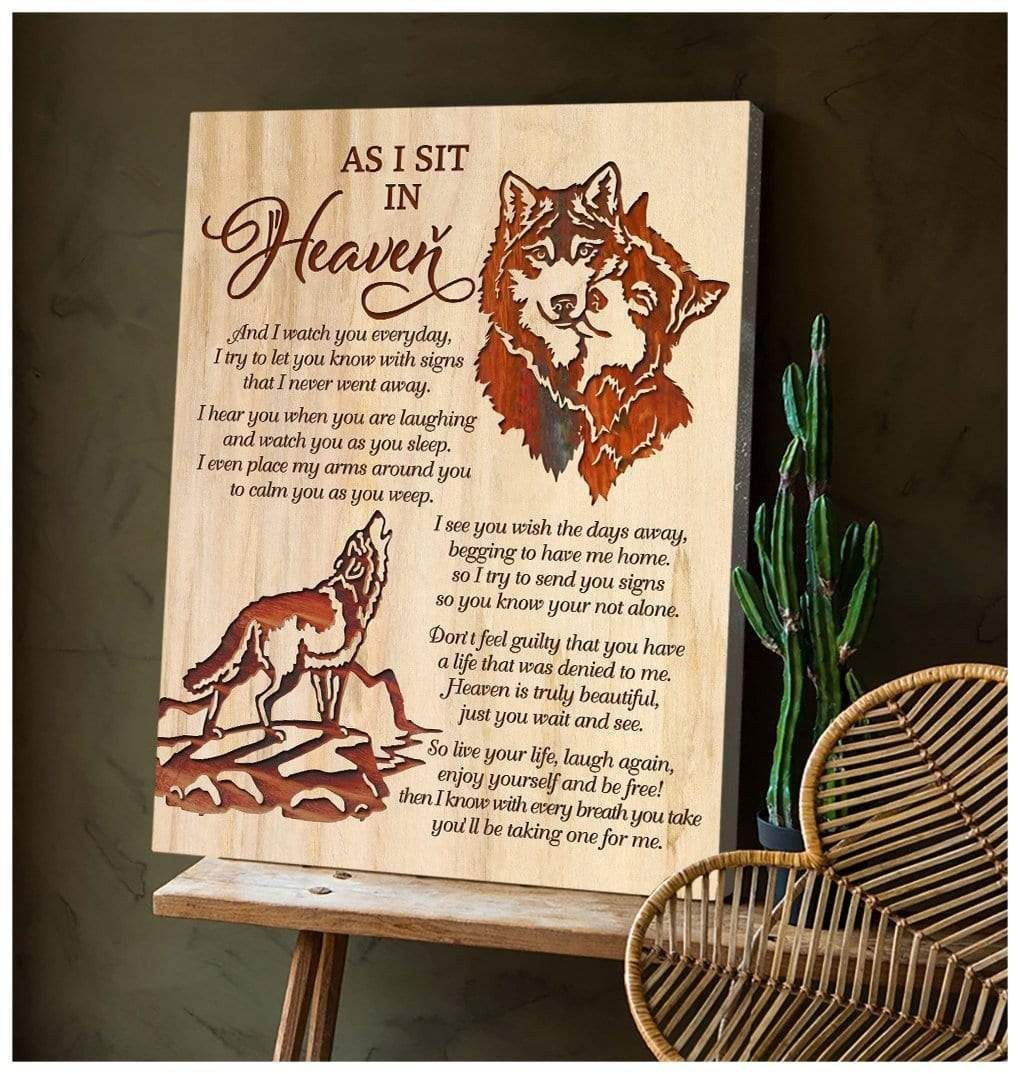 As I Sit In Heaven Wolf Wall Art Canvas Gift For Family, Wall Art Decor, Canvas Print, Home Decor