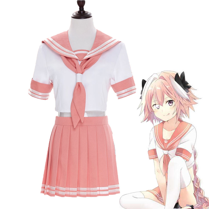 Anime Fate/Apocrypha Astolfo Cosplay Costumes Japanese Student Girls School Uniforms Halloween,Christmas Sailor suit Full Sets alx