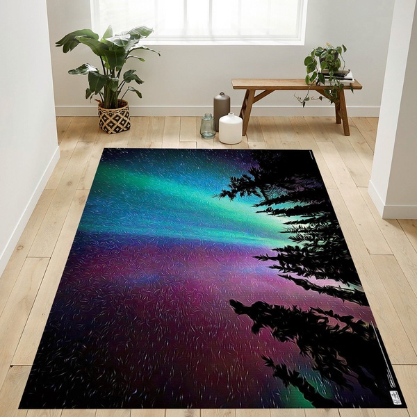 Aurora Borealis Sky Area Rug, Living Room Rug – Home US Decor