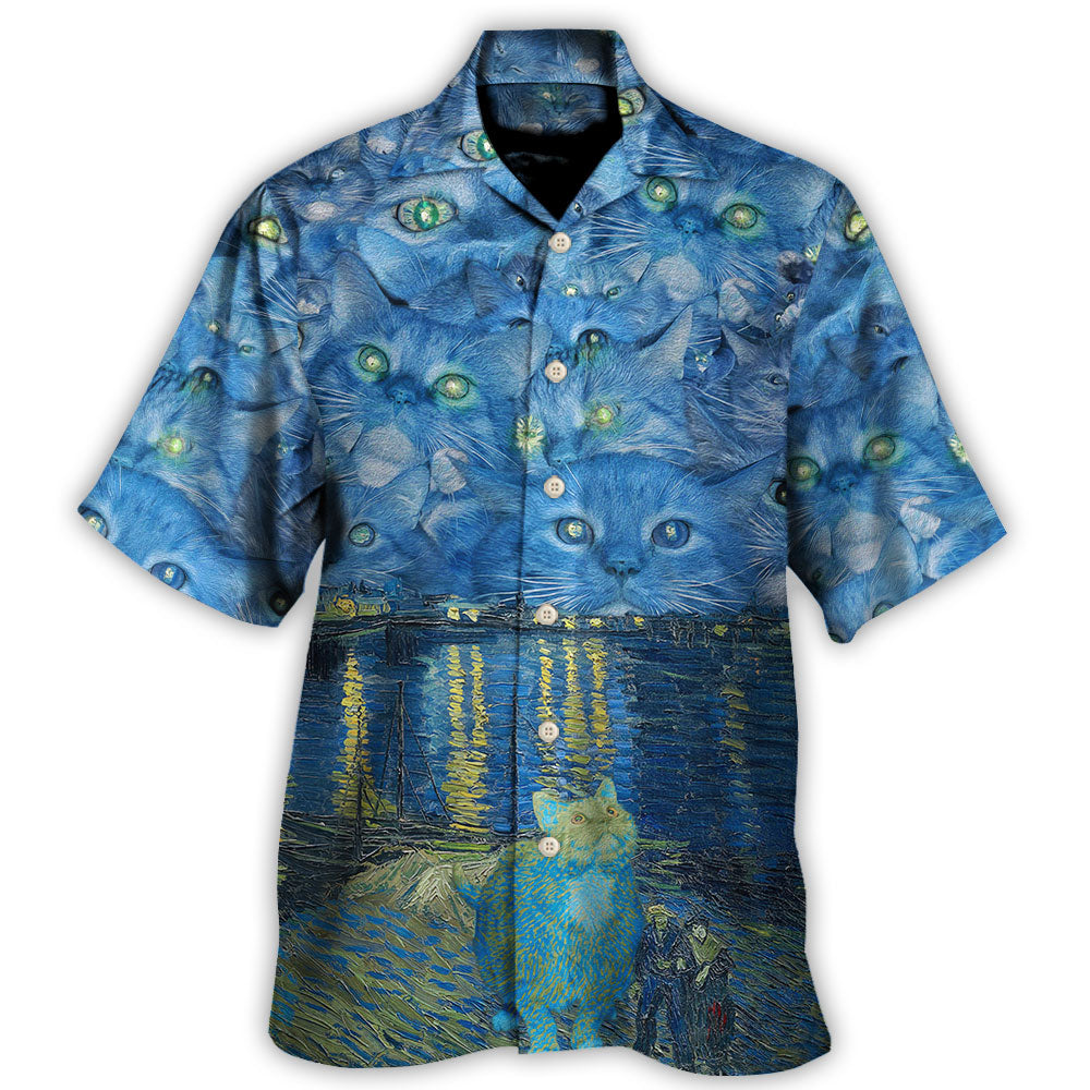 Cat Starry Night Art Hawaii Shirt Ha425