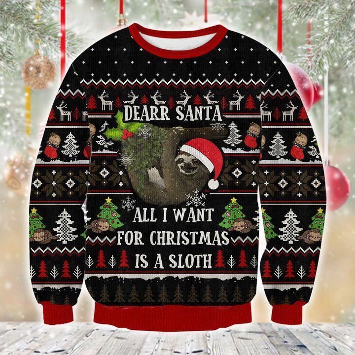 Sloth All I Want For Christmas Ugly Christmas Sweater | Unisex | Adult |  Us1931