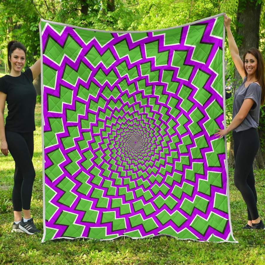 Green Shapes Moving Optical Illusion Quilt