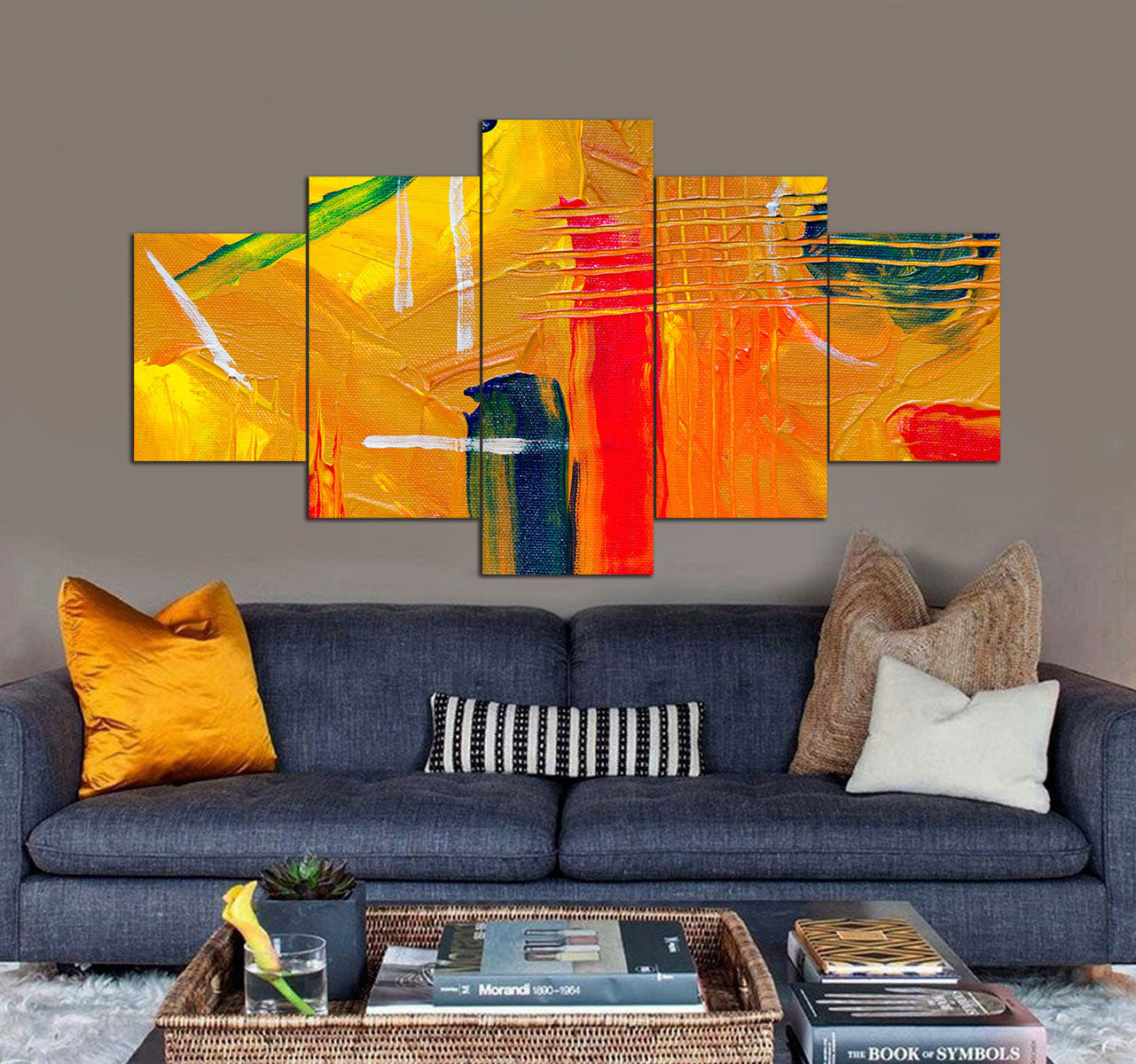 Multicolored Abstract Painting 3D 5 piece canvas art