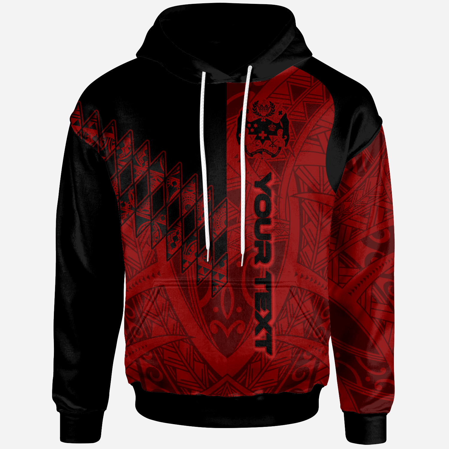 Tonga Custom Personalised Hoodie – Red Color Symmetry Style – BN01