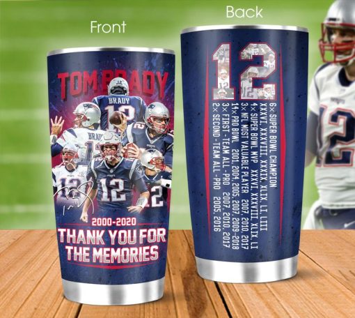 Tom Brady New England Patriots Thank You For Your Memories 2000 – 2020 20Oz Stainless Steel Tumbler, Gift Ideas For Wife, Father’S Day Gifts