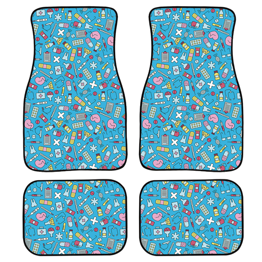 Cute Medical Pattern Print Front And Back Car Floor Mats, Front Car Mat