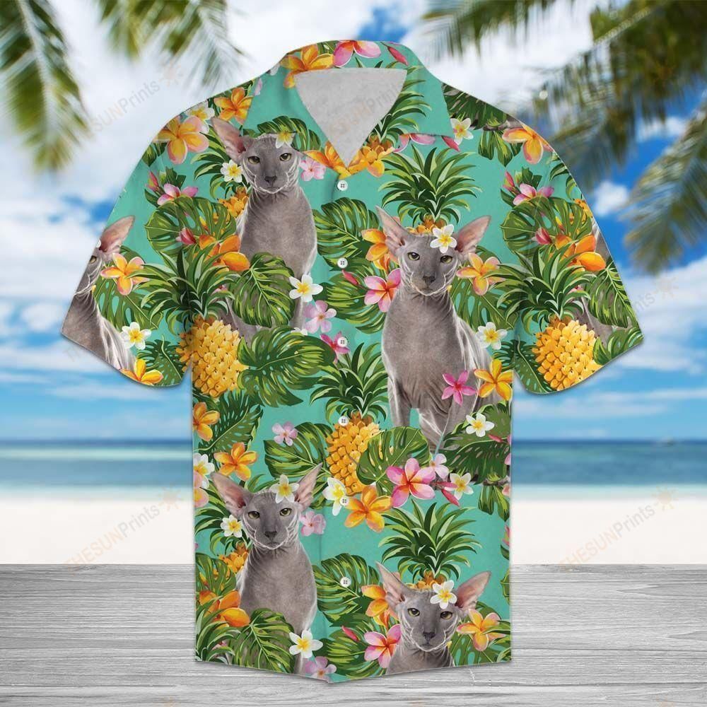 Tropical Pineapple Peterbald Aloha Hawaiian Shirt Colorful Short Sleeve Summer Beach Casual Shirt For Men And Women