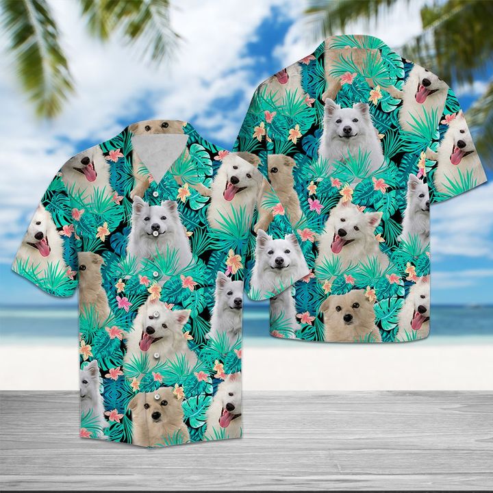 American Eskimo Dog Tropical Hawaiian Shirt Summer Button Up For Men, Women, Couple