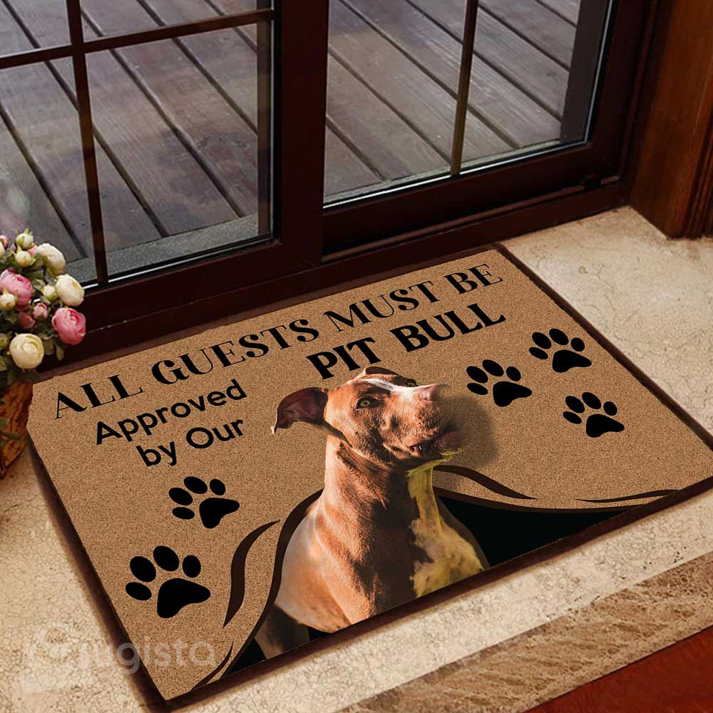 All Guests Must Be Approved By Our Pit Bull 04 All Over Printing Doormat Pre2296