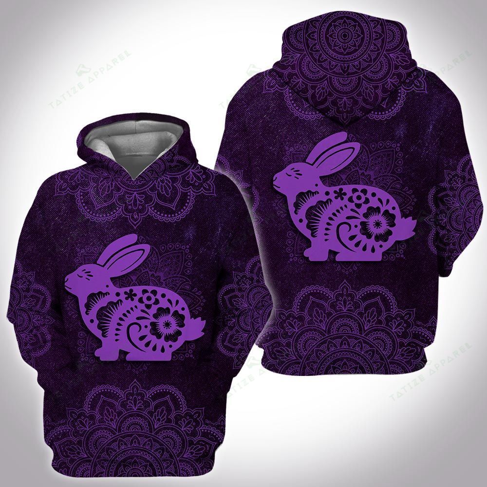 Unisex Animal Mandala Rabbit 3D Hoodie All Over Print