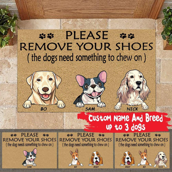 Dog Doormat Customized Name And Breed Please Remove Your Shoes The Dog Needs Something To Chew