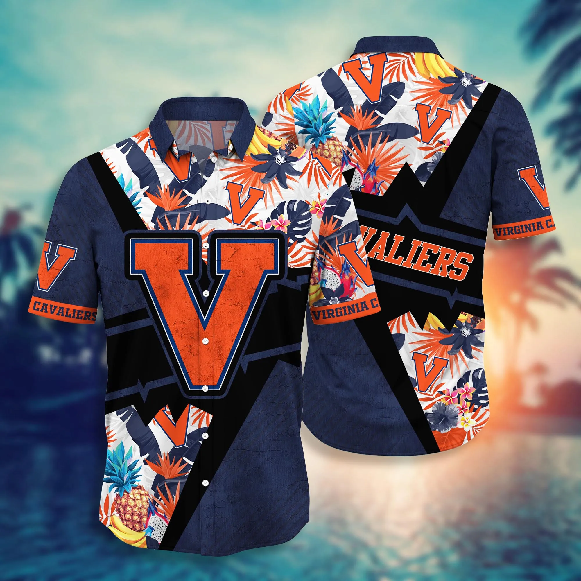 Virginia Cavaliers NCCA Hawaiian Shirt Camping Aloha Shirt