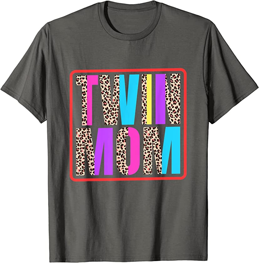 Twin Mom, Mother of Twins Leopard Print and Twins mom T-Shirt