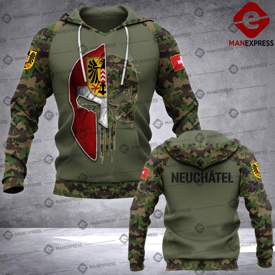 Spartan Neuchâtel – Swiss Camo army Pns 3D printed hoodie NQA