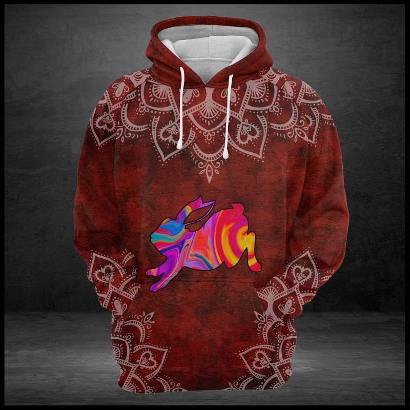 Rabbit Red Mandala G529 – All Over Print Unisex Hoodie