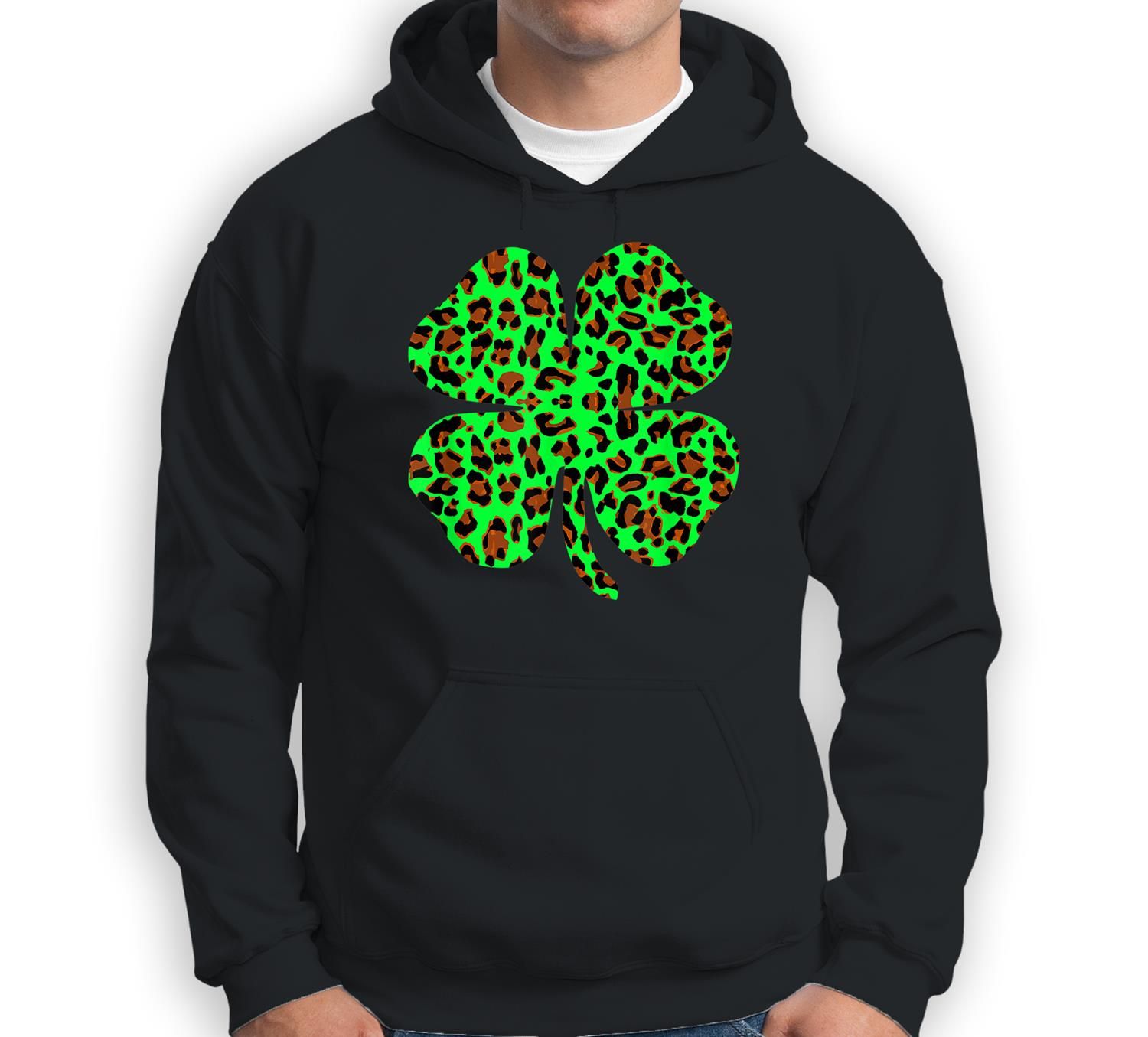 Green Leopard Print Four Leaf Clover St. Patrick’s Day Sweatshirt & Hoodie