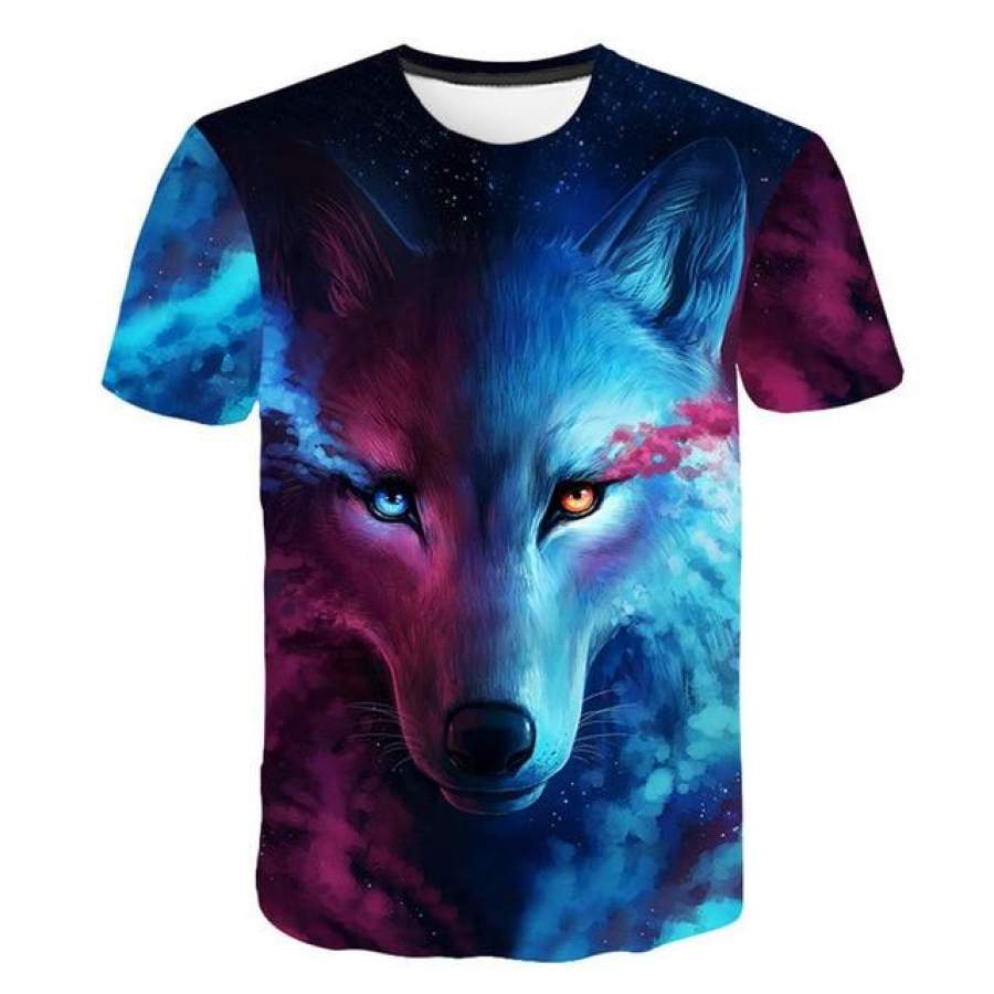 Wolf 3D Print Animal Cool Funny T-Shirt Men Short Sleeve Summer Tops Tees Fashion t shirt