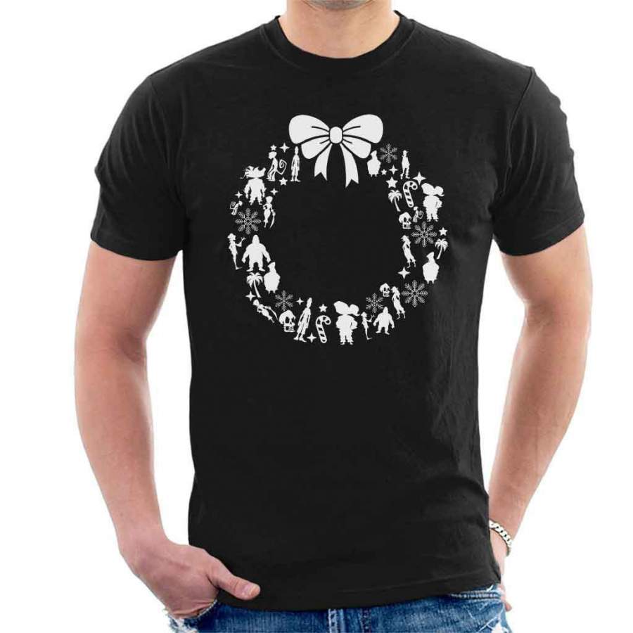 Monkey Island Christmas Wreath Pattern Men’s T-Shirt