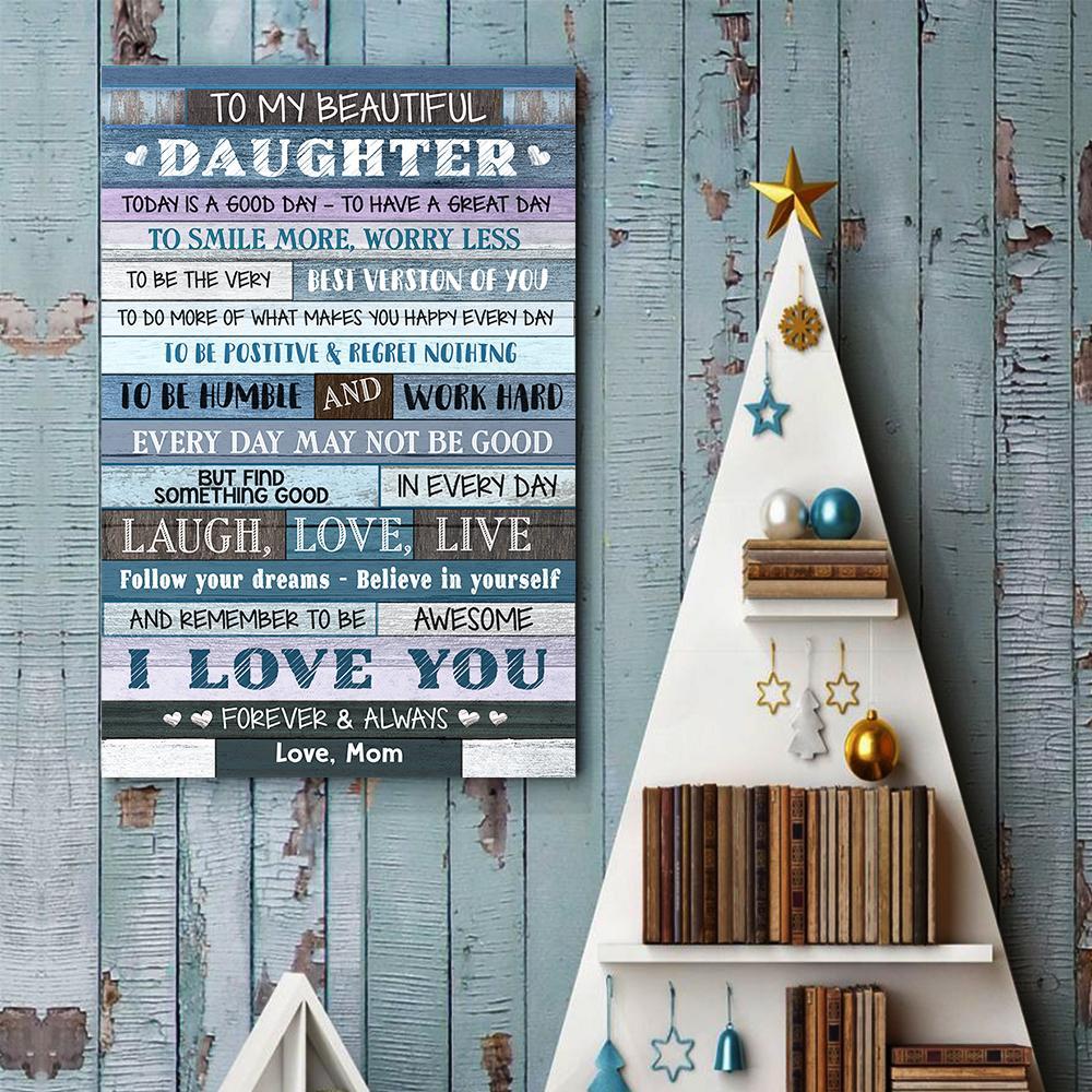 Mom To Daughter Smile More Worry Less Canvas And Poster