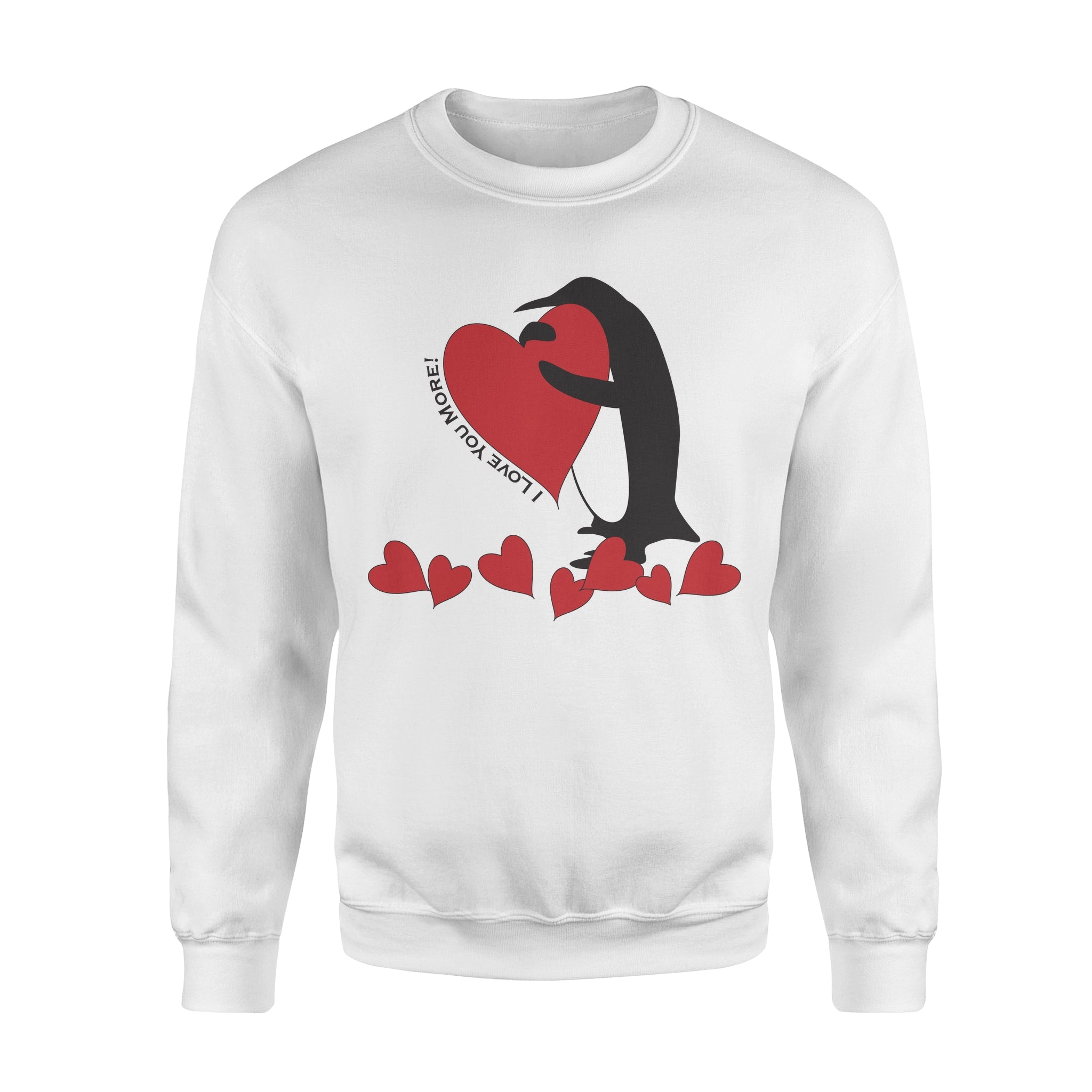 I Love You More Cute Penguin And Red Hearts – Standard Crew Neck Sweatshirt