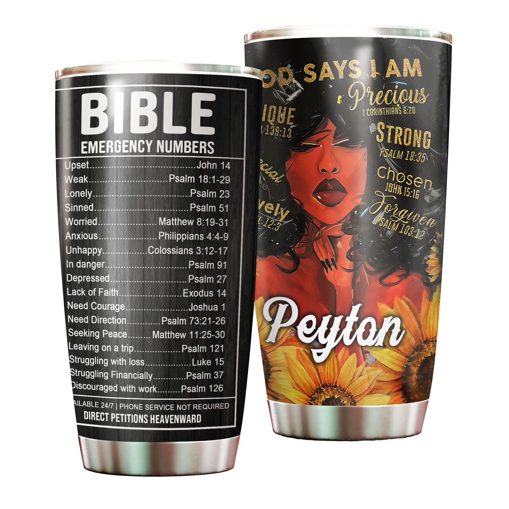 Personalized Black Woman God Says I Am Precious Stainless Steel Tumbler – Double-Walled Insulation Vacumm Flask – Gift For Black Queen, International Women’S Day, Hippie Girls