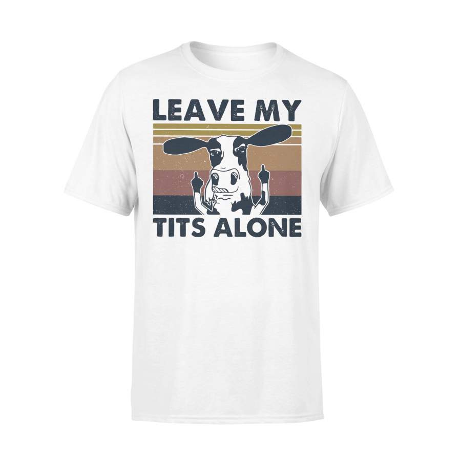 Cow Leave My Tits Alone Vintage Retro White T-shirt