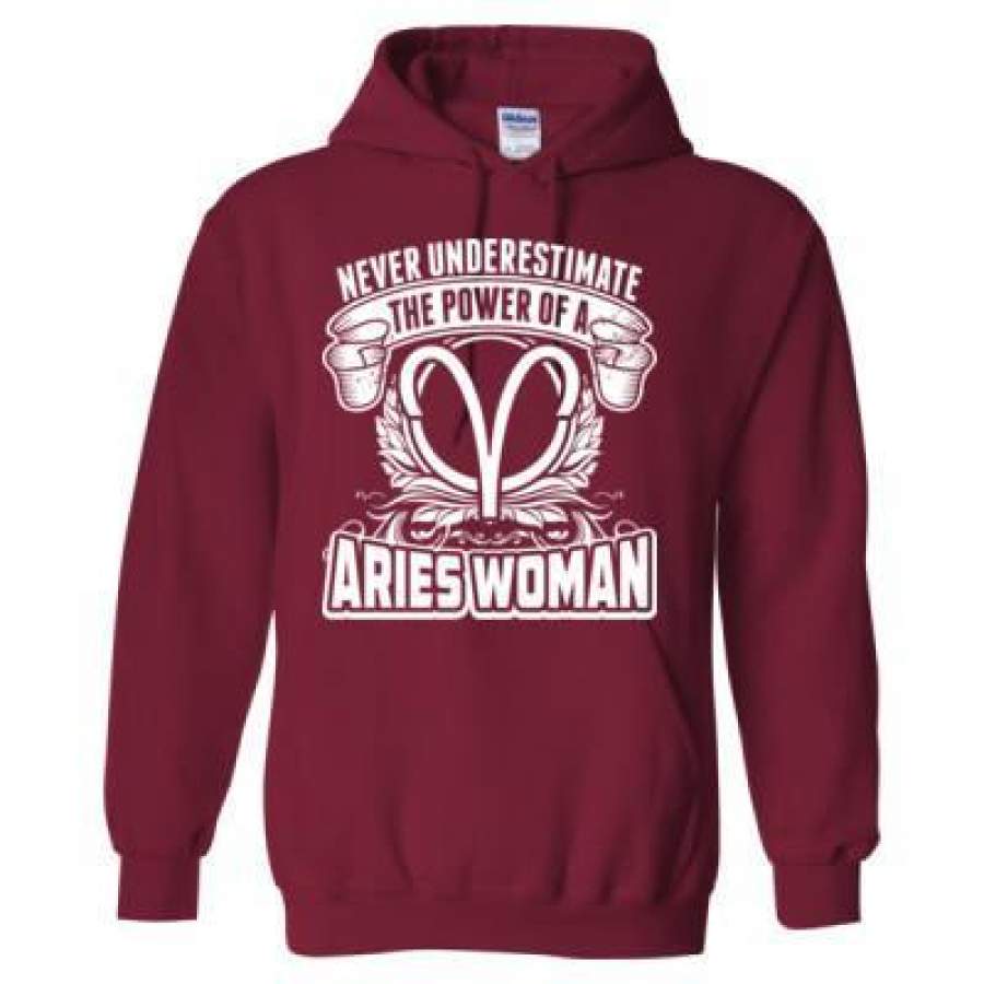 AGR Never Underestimate The Power Of A Aries Woman – Heavy Blend™ Hooded Sweatshirt