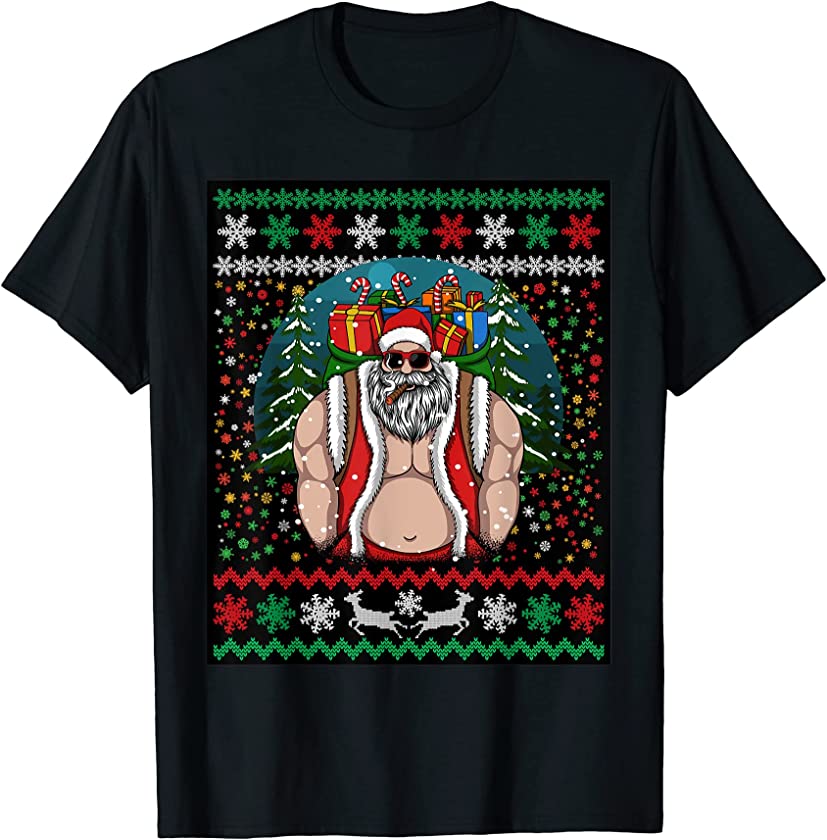 Ugly Christmas Santa Clause Sweater Men Women Xmas Gifts T-Shirt