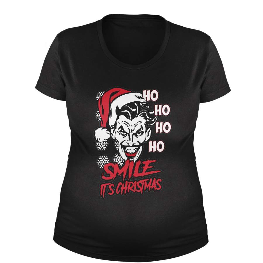 Smile It’s Christmas Joker Ugly Christmas Maternity Pregnancy Scoop Neck T-Shirt