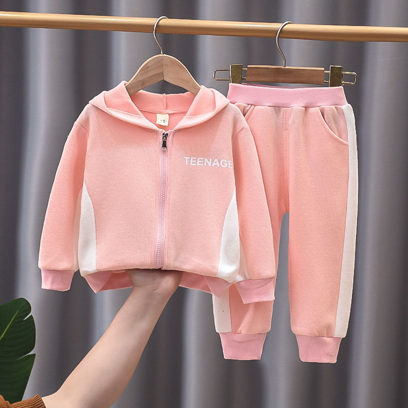 2022 spring new little girl comfortable sweater baby girl hooded sports loose zipper sweater clothing suit jacket 1-5 years old alx