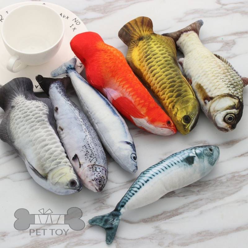 2020 Artificial Fish Plush Pet Cat Toys Dog Puppy Toy Cat Mint Catnip Toys Cute Fish Tank Aquarium Decoration